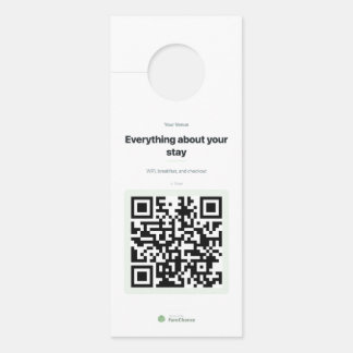 QR Code Door Hanger for Hotels and Guest Rooms