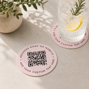 QR Code Drink Coasters Pink Business Promo