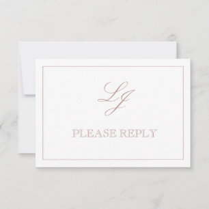 QR Code Dusty Rose Script Monogram Wedding RSVP Card