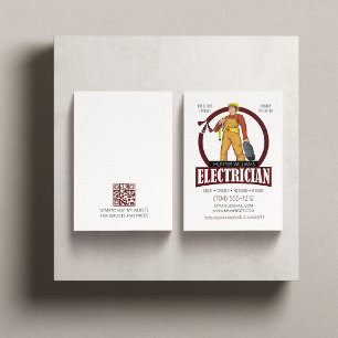 QR Code Electrician Lighting Cool Modern Rustic Business Card