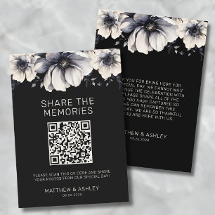 QR Code Elegant Black Wedding Share Photos Enclosure Card