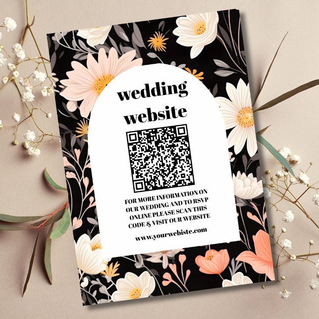qr code Elegant Boho Wildflower Wedding Enclosure Card (Creator Uploaded)