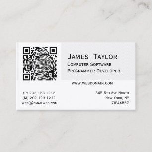 QR Code Elegant Computer Programmer   Professional Business Card