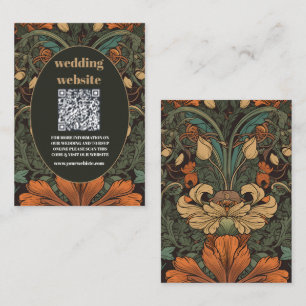 qr code Elegant Floral Art Nouveau Wedding Enclosure Card
