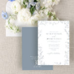 QR Code Elegant Minimal Leaf Dusty Blue Wedding Invitation<br><div class="desc">Make your big day unforgettable when you send out our QR Code Elegant Minimal Leaf Dusty Blue Wedding Invitation. This sophisticated invitation is sure to make a statement with its elegant formal dusty blue design, featuring a delicate hand drawn leafy border and hand lettered script typography in the same hue....</div>