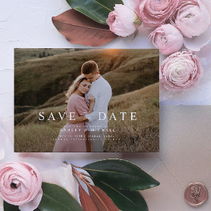 QR Code Elegant Minimalist Script Photo Wedding Save The Date