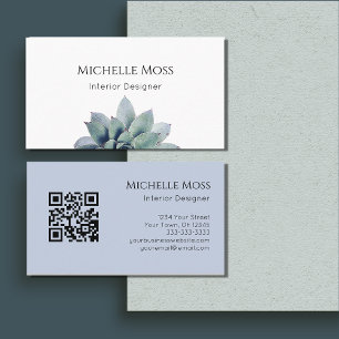 QR code Elegant Modern Botanical Greenery  Business Card