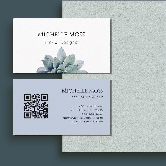 QR code Elegant Modern Botanical Greenery  Business Card (Creator Uploaded)