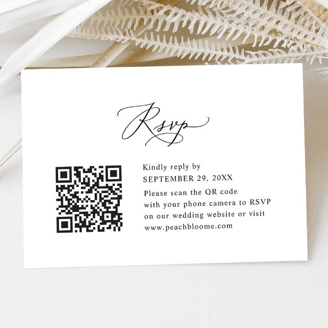 QR Code Elegant Modern Calligraphy Script Wedding RSVP Card (Creator Uploaded)