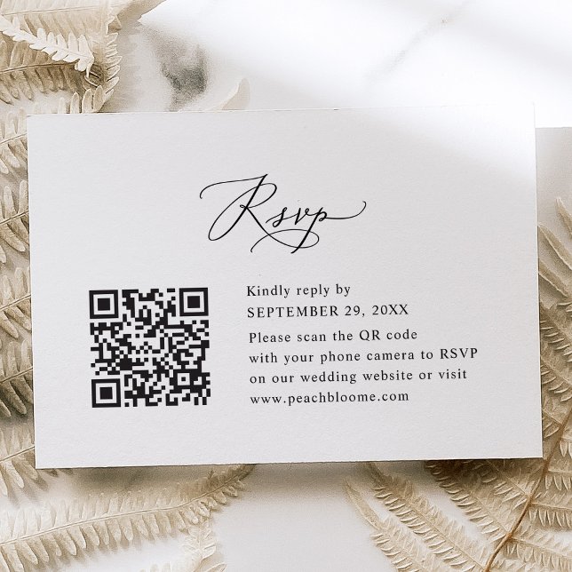QR Code Elegant Modern Calligraphy Wedding RSVP Card (Creator Uploaded)