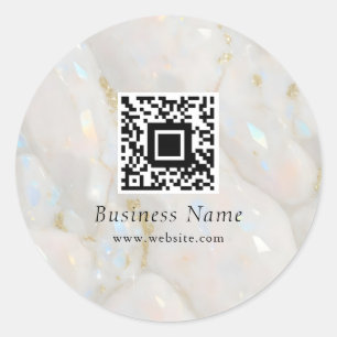 QR Code Elegant Opal Stone Unique Classic Round Sticker