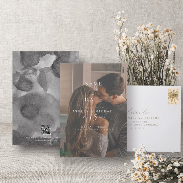 QR Code Elegant Photo Wedding Website Save The Date (QR Code Save the Date!)