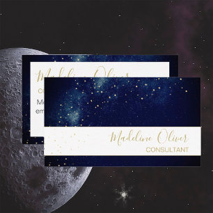 QR Code Elegant Professional Starry Night Sky  Business Card