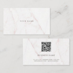 QR Code Elegant Rose Gold Blush Marble Stone Business Card