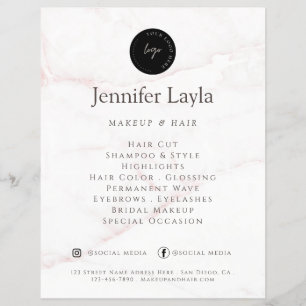 QR Code Elegant Rose Gold Blush Marble Stone Flyer