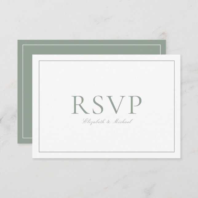 QR Code élégant Sage vert Monogramme mariage RSVP (Devant / Derrière)