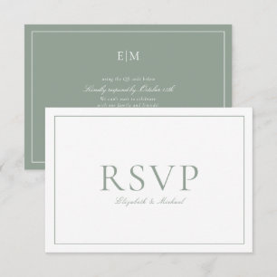 QR Code élégant Sage vert Monogramme mariage RSVP