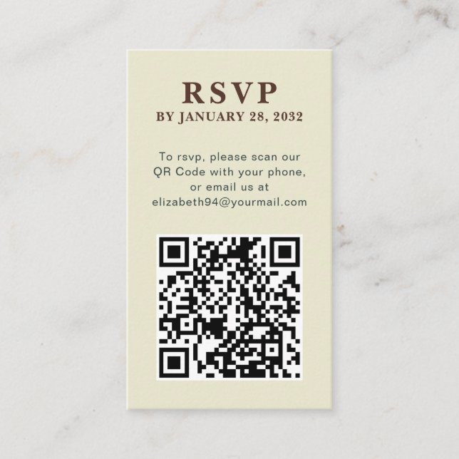QR Code elegant simple photo online RSVP Enclosure (Front)