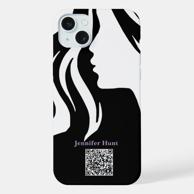  QR code Employee Black and white   iPhone Case (Back)