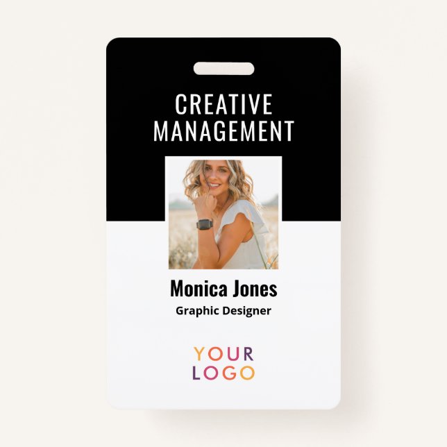 QR Code Employee Photo Black Badge (Front)