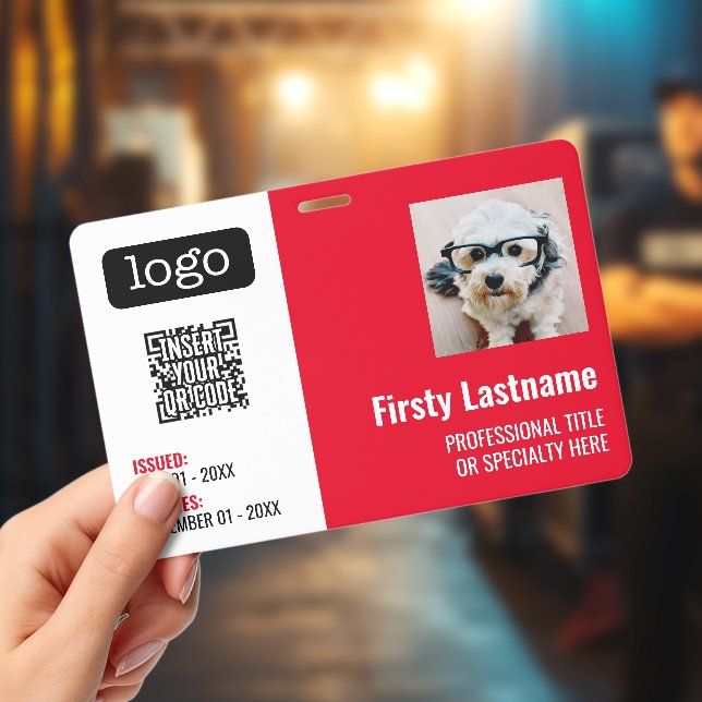 QR Code, Employee Photo, Logo, Name, Expiration ID Badge (Concert)