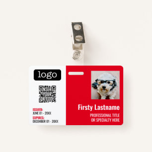 QR Code, Employee Photo, Logo, Name, Expiration ID Badge