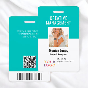 QR Code Employee Photo Teal Badge