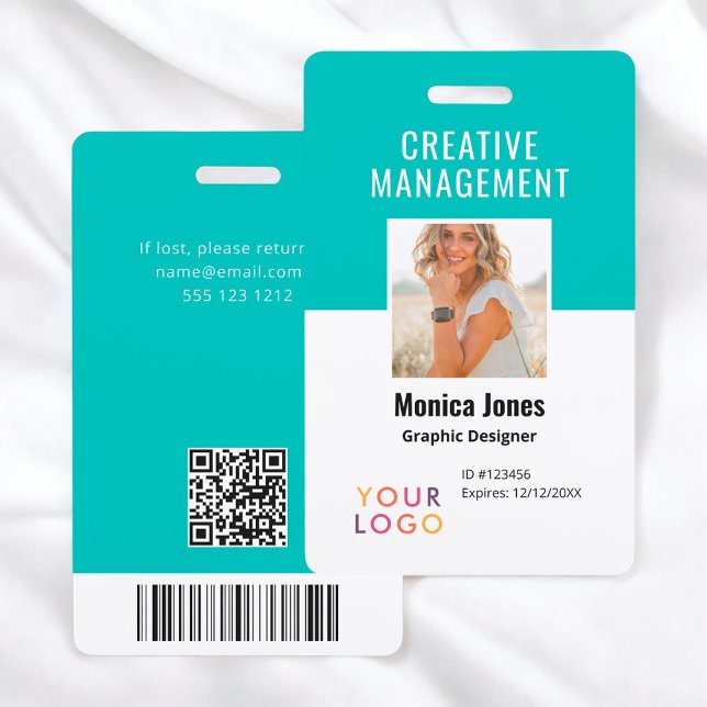 QR Code Employee Photo Teal Badge (Creator Uploaded)