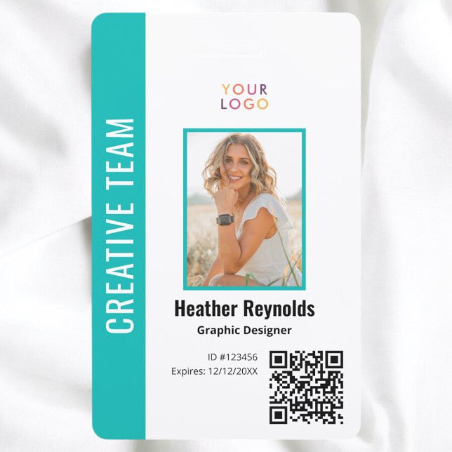QR Code Employee Photo Turquoise Badge (Creator Uploaded)