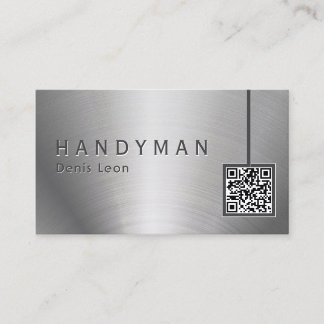 Qr Code en acier inoxydable Carte de visite (Devant)