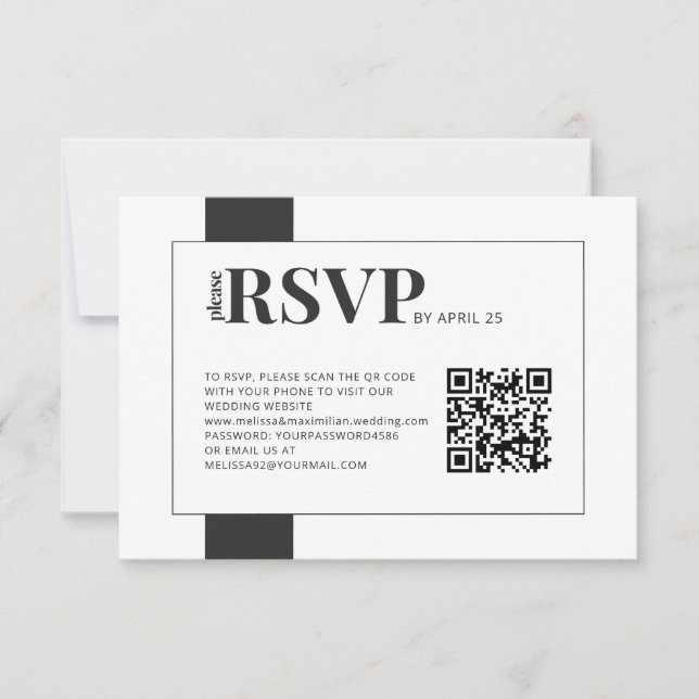 QR Code en ligne RSVP bold mariage minimal (Devant)