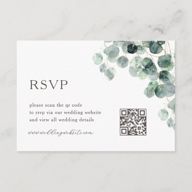 QR Code |  Eucalyptus Leave Enclosure Card (Front)