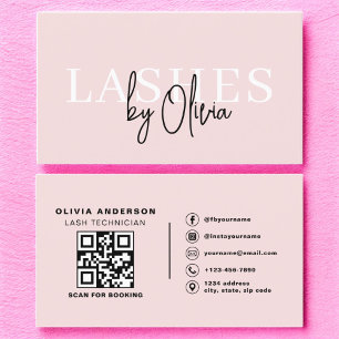 QR Code Eye Lashes Technician Modern Typography  Business Card