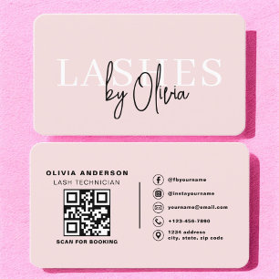 QR Code Eye Lashes Technician Modern Typography Business Card