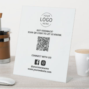 QR Code Feedback Social Media Marketing Business Pedestal Sign