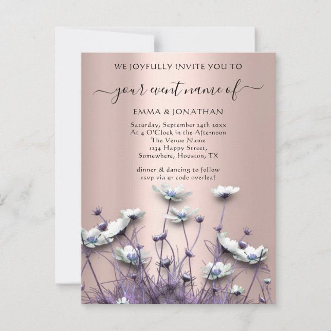  QR CODE Floral Meadow Wildflower Purple Rose (Front)