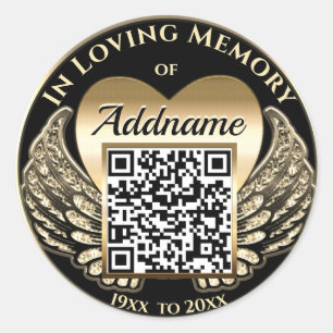 QR Code for Memorial Websites, Funerals, Obits... Classic Round Sticker