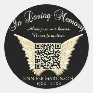 QR Code for Memorial Websites, Funerals, Obits... Classic Round Sticker
