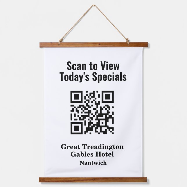 QR Code for Restaurant Specials Menu Hanging Tapestry (Front)
