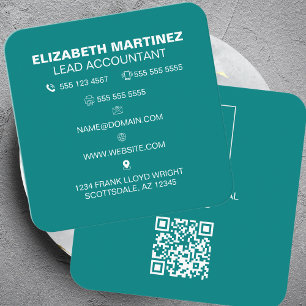QR Code Front and Back Business Logo Professional Square Business Card
