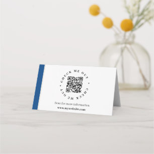 QR code generated information Folded desk sign Place Card