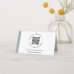 QR code generated information Folded desk sign Place Card