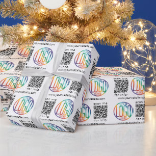 QR Code Generator & Business Logo Modern Promo Wrapping Paper