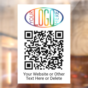 QR Code Generator & Business Logo Simple White Window Cling