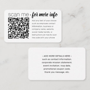 QR Code Generator Modern Minimalist White Scan Me Business Card
