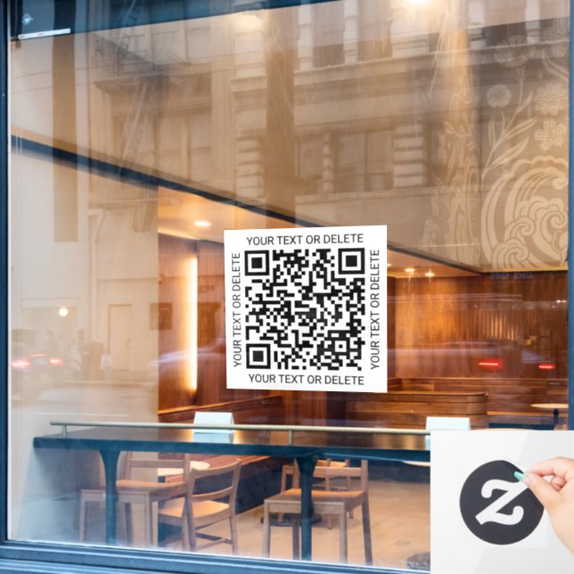 QR Code Generator Simple Modern Black and White Window Cling (Cafe Window)