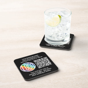 QR Code Generator & Your Business Logo Black Coaster