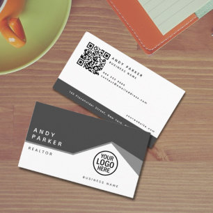 QR Code    Generic, grey minimalist real estate Business Card