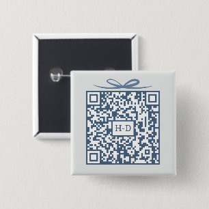 QR Code Gift Box with Initials Registry Cash Fund 2 Inch Square Button