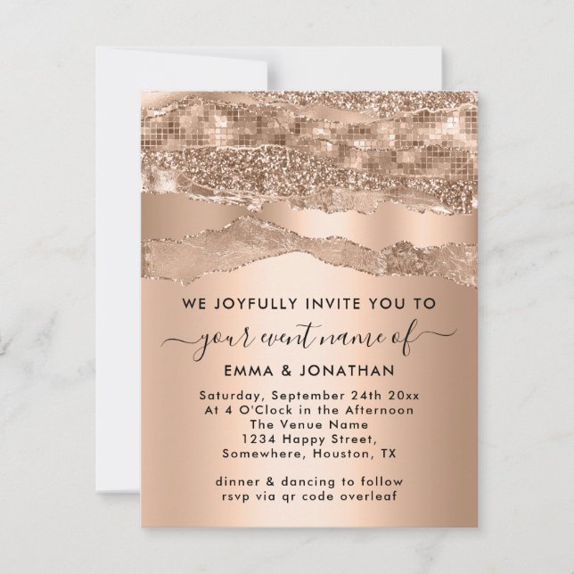  QR Code Glitter Rose Borders Blush (Front)
